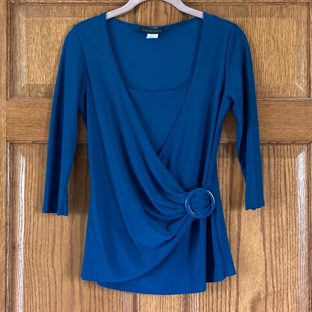5/$15 American City Wear Teal Wrap-style Top Small (BUNDLE ONLY)